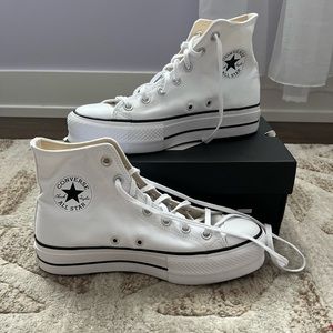 NEVER WORN white hightop converse